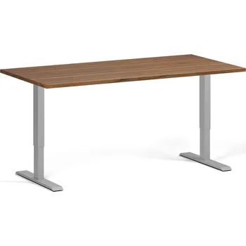 Počítačový stůl Výškově nastavitelný stůl, 160x80 cm, 1 motor, šedá podnož, ořech