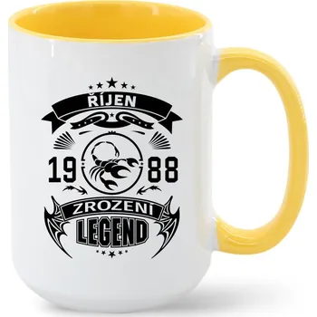 Keramický hrnek Zrození legendy, Barva Žlutá, Velikost 450 ml, Canvas Keramický hrnek MAX - barevný vnitřek a ucho Bezvatriko.cz 0283