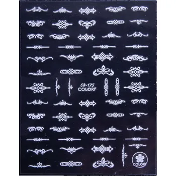 Samolepky na Zdobení Nehtů - Samolepící Vzory Ornamenty Bílé CB-175