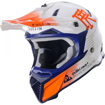 Helma na motorku PULL-IN přilba RACE 25 shiny white/orange/navy - XS