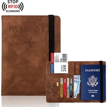 Obal na doklad Voděodolný obal na pas s rfid ochranou | pouzdro na karty - káva