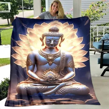 deka Flanelová deka s motivem buddhy | pléd do ložnice - 23,130 x 150 cm