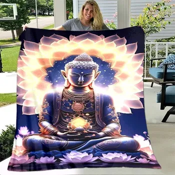 deka Flanelová deka s motivem buddhy | pléd do ložnice - 1,150 x 180 cm