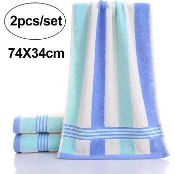 Bavlněný rychleschnoucí ručník s pruhy | cestovní osuška 2 ks - 2ks modré