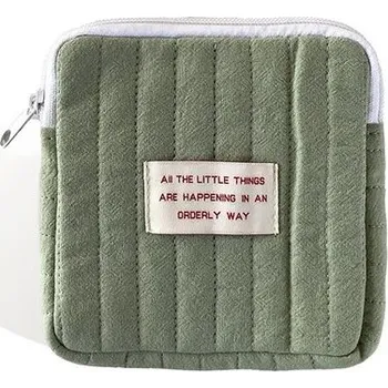 Kosmetická taška Bavlněná kosmetická taštička na makeup | malý organizér - zelený