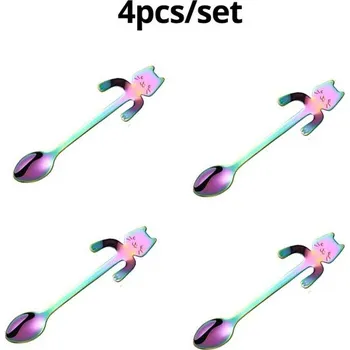 Příbor 4dílná sada mini nerezových lžiček pro kávu | kuchyňské potřeby 4 ks - 4ks barevné