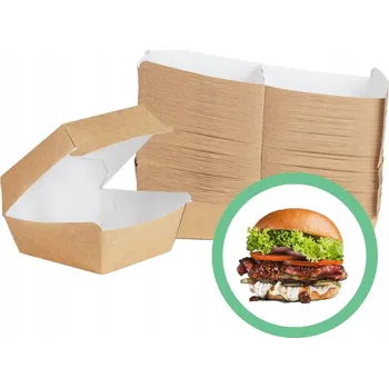 Jednorázové nádobí Ekologické obaly na malé burgery | Papírové krabičky | 75 kusů