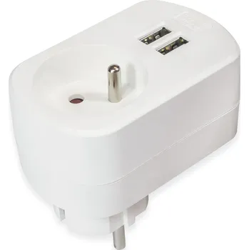 Elektrická zásuvka Síťový adaptér s nabíječkou 2x USB zásuvka