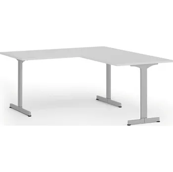Psací stůl Rohový kancelářský stůl PRIMO BETA L, 160x180 cm, L/P, šedá podnož, bílá