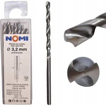 Vrták Vrták do kovu 3,2 mm HRC VECTOR NOMI pro ocel, plasty, dřevo a litinu