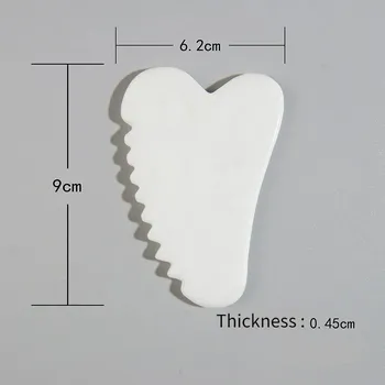 Jade kámen gua sha na masáž a detoxikaci pleti | masážní nástroj - Bílý