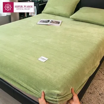 Prostěradlo Teplé zimní froté prostěradlo fleece | zimní povlečení | luxusní prostěradlo - barva obrázku-6,2ks povlak na polštář 48x74cm
