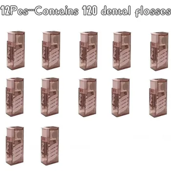 Dentální hygiena Přenosný automatický box na zubní nitě - Růžová - 12ks
