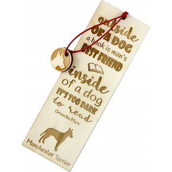 Doplněk ke knize Manchester Terrier - gravírovaná záložka do knihy se psem, jméno psa