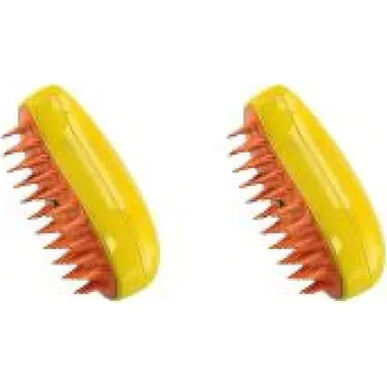 Péče o srst a drápky Kartáč na kočky a psy s vodním rozprašovačem | Chovatelské potřeby - žlutá 2 ks