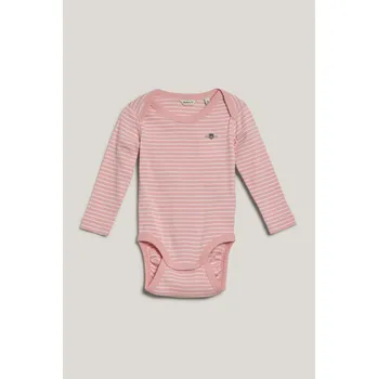 Kojenecký body BODY GANT STRIPED SHIELD AMERICAN NECK BODY BLUSHING PINK