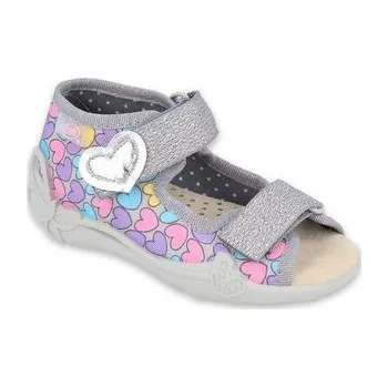 Dívčí bačkory 342P013 18 - dívčí sandálek, kožená stélka,srdíčka 342P013_21