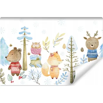 Fototapeta Fototapeta Muralo lesní zvířata ve skandinávském stylu 270 x 180 cm