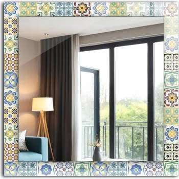 Zrcadlo Dekorativní designové zrcadlo závěsné loft Barevné kachličkové 60x60