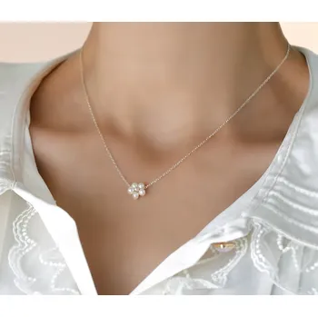 Náhrdelník For Silver Jemný náhrdelník s Perlovým Květem - Stříbro 925