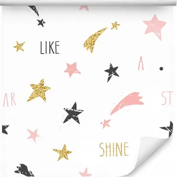 Fototapeta Dětská tapeta barevné HVĚZDY nápisy pastelové barvy