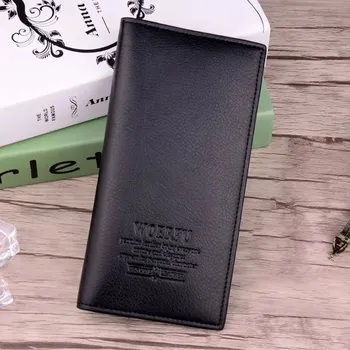 Pánská dlouhá peněženka pu kůže | držák karet | doplňky pro muže - Černý