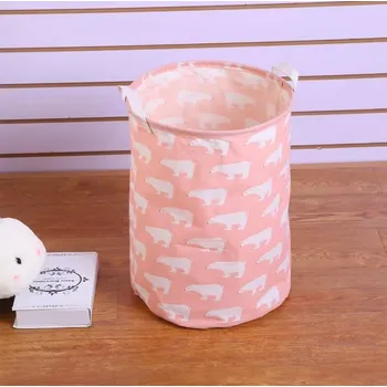 Koš na prádlo Koš na prádlo a hračky s uchy | Úložný prostor - růžové S