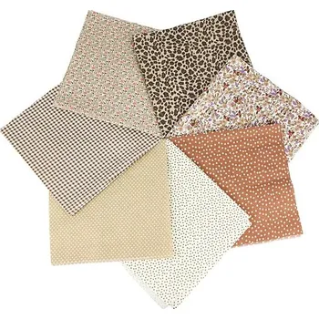 7ks bavlněné látky pro patchwork 25x25 cm | látky na šití 7 ks - káva 7 ks,25x25 cm