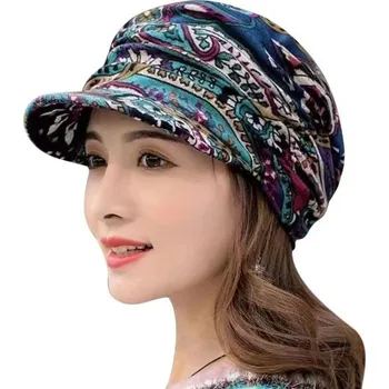 Čepice Dámská čepice zimní | kšiltovka podzimní vzor | pokrývka hlavy, čepice - Fialově modrá