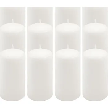 Svíčka Sada sloupových svíček, 11,5 cm,Ø 6 cm, bílá, 12 ks