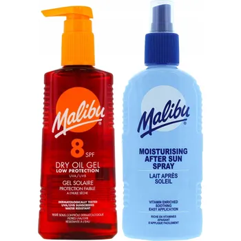 Přípravek na opalování Malibu SPF8 Gel Bronzující na opalování 200 Ml + Balzám Ve Spreji Po opalování 2