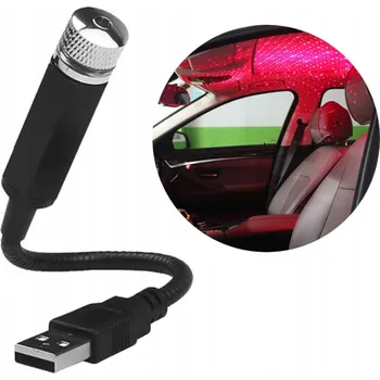 Osvětlovací technika LASEROVÝ PROJEKTOR DO AUTA DISCO EFEKT NA USB ČERVENÝ