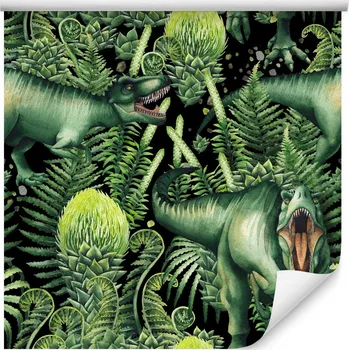 Fototapeta Tapeta pro kluka DINOSAUŘI zeleň rostliny příroda