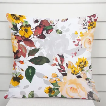 Povlak na dekorativní polštářek Bavlněný povlak na polštář Sandra SA-217 Velké žluté květy 50 x 60 cm