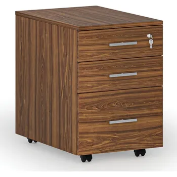 Zásuvkový kontejner Kancelářský mobilní kontejner na závěsné složky SOLID, 3 zásuvky, ořech