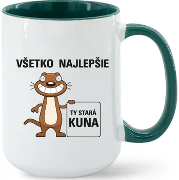 Narozeninový hrnek - Vše nejlepší Ty stará kuno, Barva Zelená, Velikost 450 ml, Canvas Keramický hrnek MAX - barevný vnitřek a ucho Bezvatriko.cz 1532