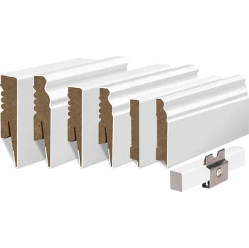 Podlahová lišta Lišta, spojka, vnitřní roh, vnější roh, levá koncovka, pravá koncovka Golddoor MDF 16 x 80, délka 20 cm, bílá