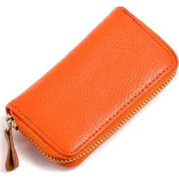 Peněženka Kožená vintage peněženka s klíčenkou | multifunkční pouzdro - Pomerančový