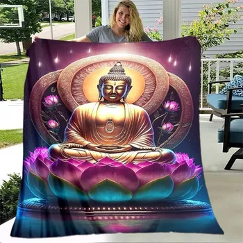 deka Flanelová deka s motivem buddhy | pléd do ložnice - 13,180 x 230 cm