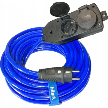 elektrický kabel Prodlužovací Kabel gumový rozbočka 4 zásuvky H07BQ-F 3x2,5 modrý PUR SCHUKO 35m