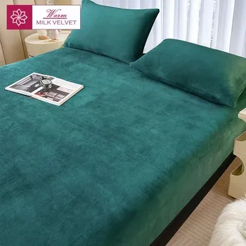 Povlečení Zimní hřejivé elastické prostěradlo z plyše | hřejivé povlečení - barva obrázku-14,140x200x25cm 1ks