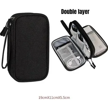 Cestovní taška Cestovní organizér kabelů | voděodolné pouzdro, přenosná taška - Černá Dvouvrstvá