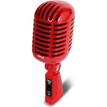 Mikrofon KLASICKÝ ZPĚVOVÝ MIKROFON RETRO VINTAGE ČERVENÝ XLR DYNAMICKÝ PYLE