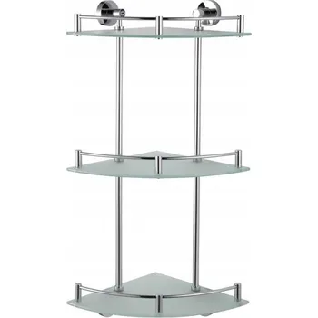 Drátěná police Rohová polička trojitá sklo matné chrom Stella