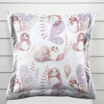 Povlak na polštářek Dětský bavlněný povlak na polštář s lemem Sandra SA-284 Hnědé sovy 30 x 50 cm