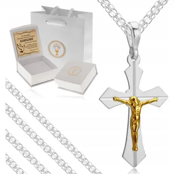 Náhrdelník STŘÍBRNÝ ŘETÍZEK K PRVNÍMU SVATÉMU PŘIJÍMÁNÍ NÁHRDELNÍK S KŘÍŽKEM 925 + GRAVÍROVÁNÍ NA PŘIJÍMÁNÍ