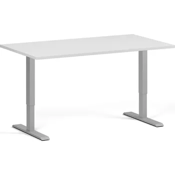 Počítačový stůl Výškově nastavitelný stůl, 140x80 cm, 1 motor, šedá podnož, bílá