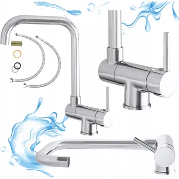 Vodovodní baterie Stojánková kuchyňská baterie APKOMFORT CARLA stříbrná