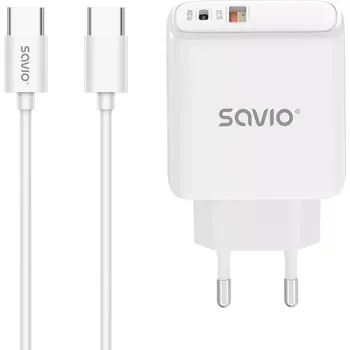 síťová nabíječka 30W s USB‑C PD a USB‑A QC + kabel USB‑C – Savio