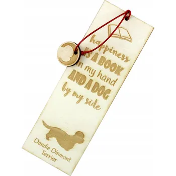 Doplněk ke knize Dandie Dinmont Terrier - gravírovaná záložka do knihy se psem, jméno psa